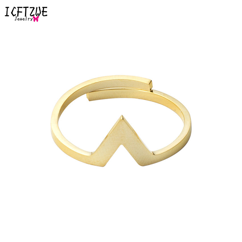 Midi Chevron V Rings Adjustable Gold Toe Ring For Women Stainless Steel Silver Plated Anel Charm Jewelry