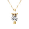 Fashion Gold Color Chain Necklace Crystal Zircon Lovely Animal Owl Pendants Silver Color Necklaces Jewelry For Women Gift
