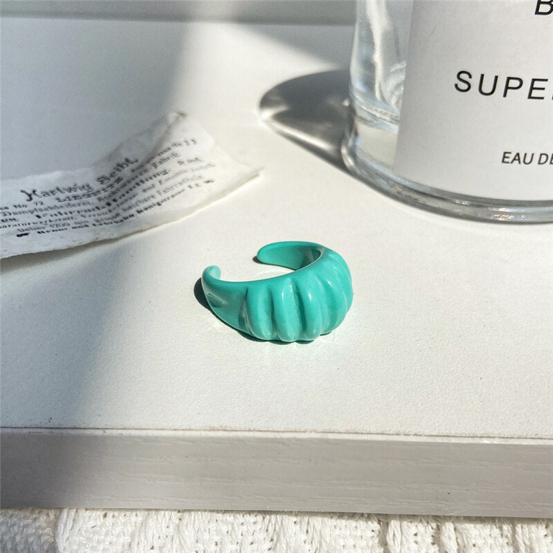 IF ME Ins Aesthetic Colorful Transparent Resin Acrylic Crystal Korean Geometric Irregular Square Rings for Women Trendy Jewelry