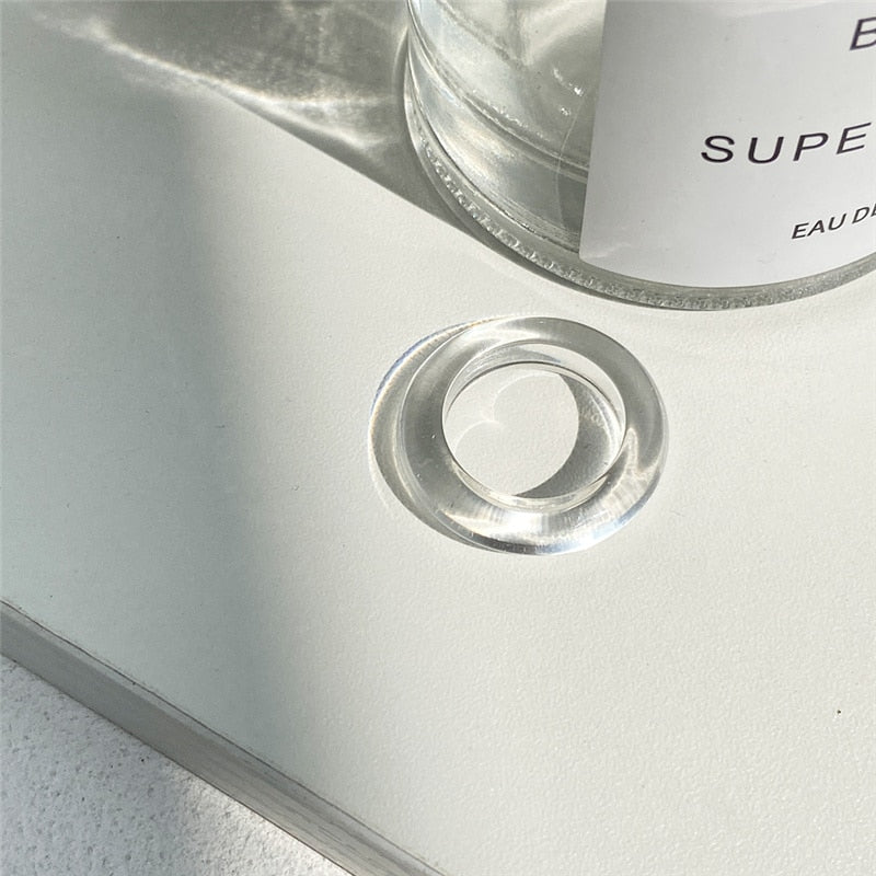 IF ME Ins Aesthetic Colorful Transparent Resin Acrylic Crystal Korean Geometric Irregular Square Rings for Women Trendy Jewelry