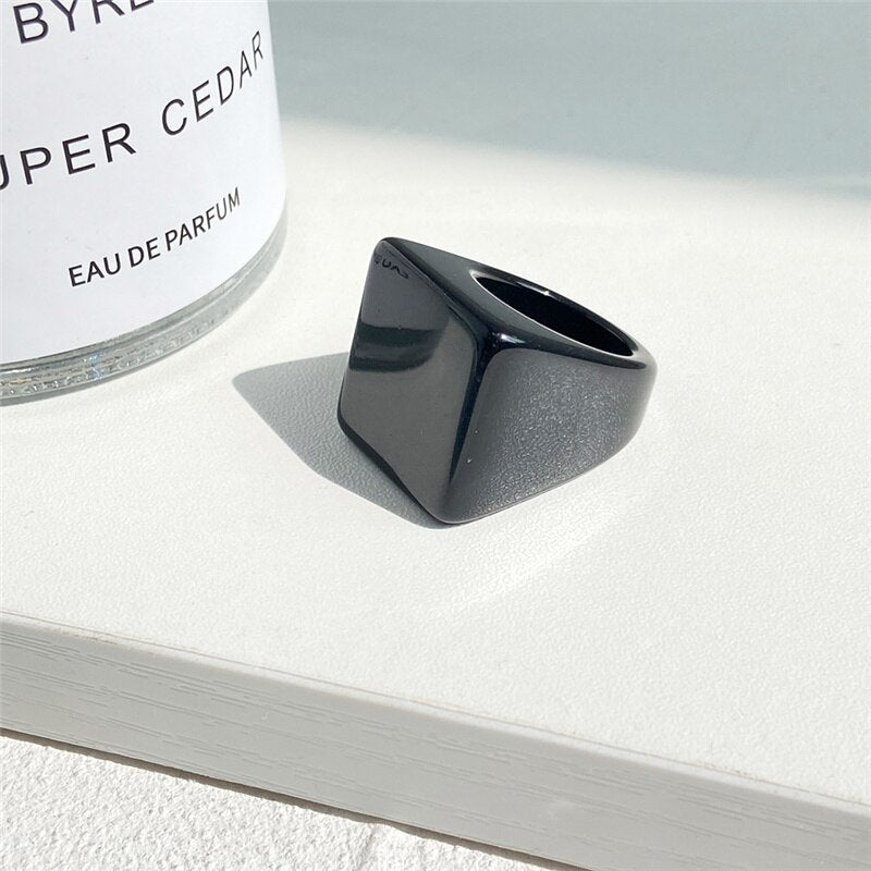 IF ME Ins Aesthetic Colorful Transparent Resin Acrylic Crystal Korean Geometric Irregular Square Rings for Women Trendy Jewelry