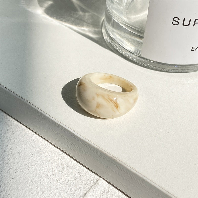 IF ME Ins Aesthetic Colorful Transparent Resin Acrylic Crystal Korean Geometric Irregular Square Rings for Women Trendy Jewelry