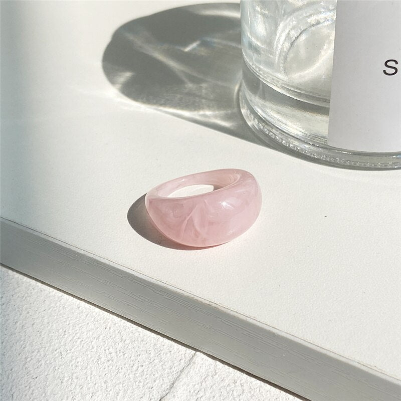 IF ME Ins Aesthetic Colorful Transparent Resin Acrylic Crystal Korean Geometric Irregular Square Rings for Women Trendy Jewelry