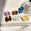 IF ME Ins Aesthetic Colorful Transparent Resin Acrylic Crystal Korean Geometric Irregular Square Rings for Women Trendy Jewelry