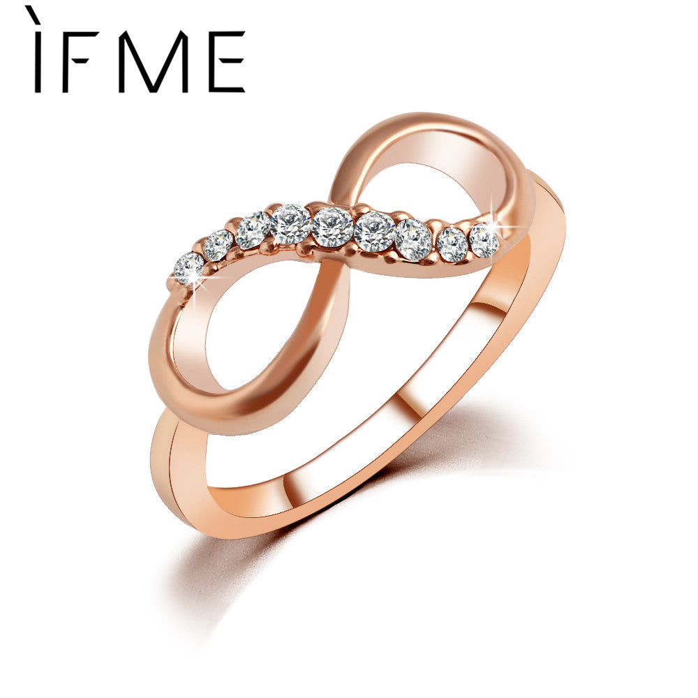 New Design   Fashion Alloy Crystal Rings Gold Color Infinity Ring Statement jewelry Wholesale for women Jewelry