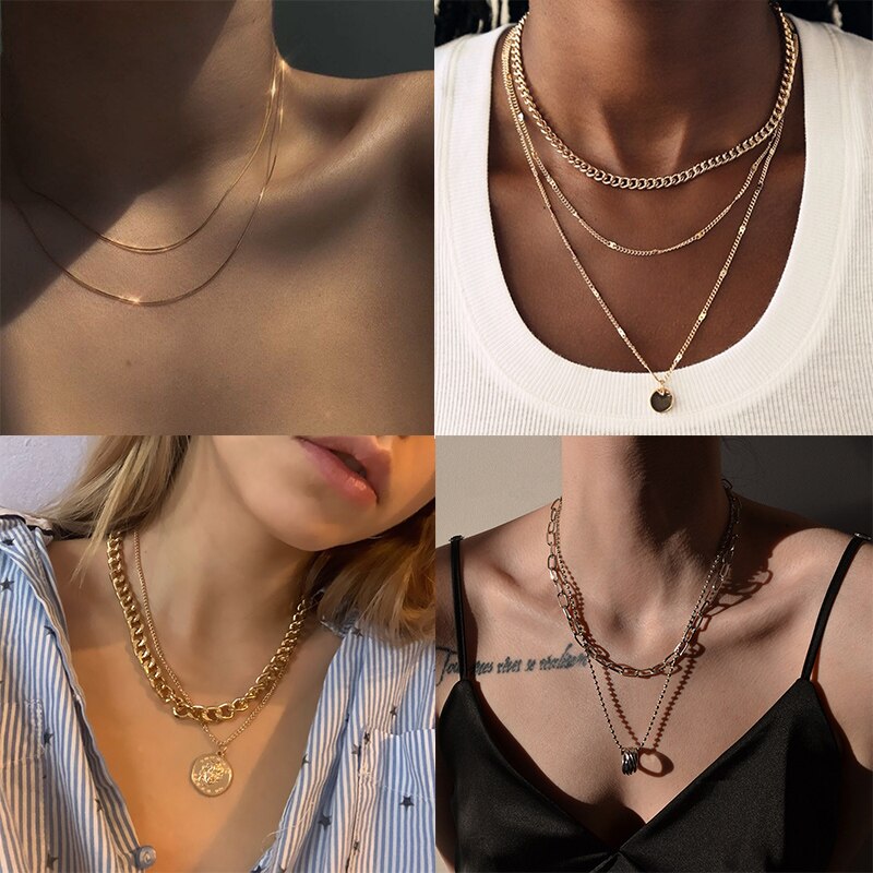 IF ME Punk Cuban Gold Color Snake Chain Choker Necklaces for Women Trendy Aesthetic Thick Clavicle Necklaces  Jewelry