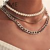 IF ME Punk Cuban Gold Color Snake Chain Choker Necklaces for Women Trendy Aesthetic Thick Clavicle Necklaces  Jewelry