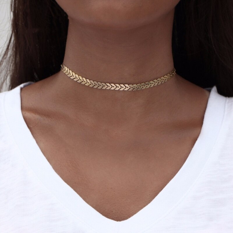 IF ME Punk Cuban Gold Color Snake Chain Choker Necklaces for Women Trendy Aesthetic Thick Clavicle Necklaces  Jewelry