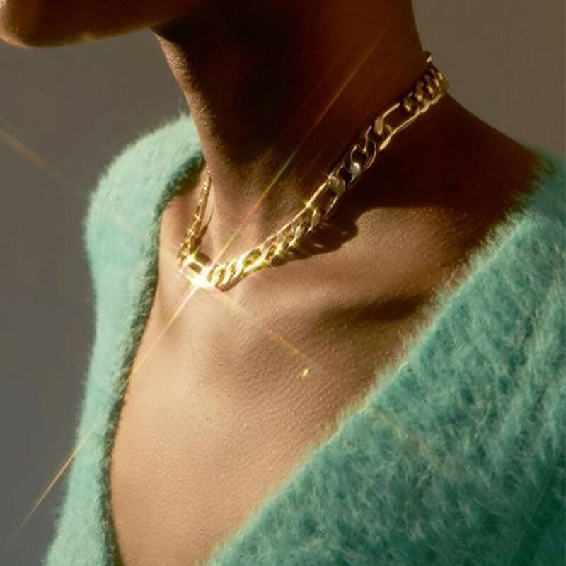 IF ME Punk Cuban Gold Color Snake Chain Choker Necklaces for Women Trendy Aesthetic Thick Clavicle Necklaces  Jewelry