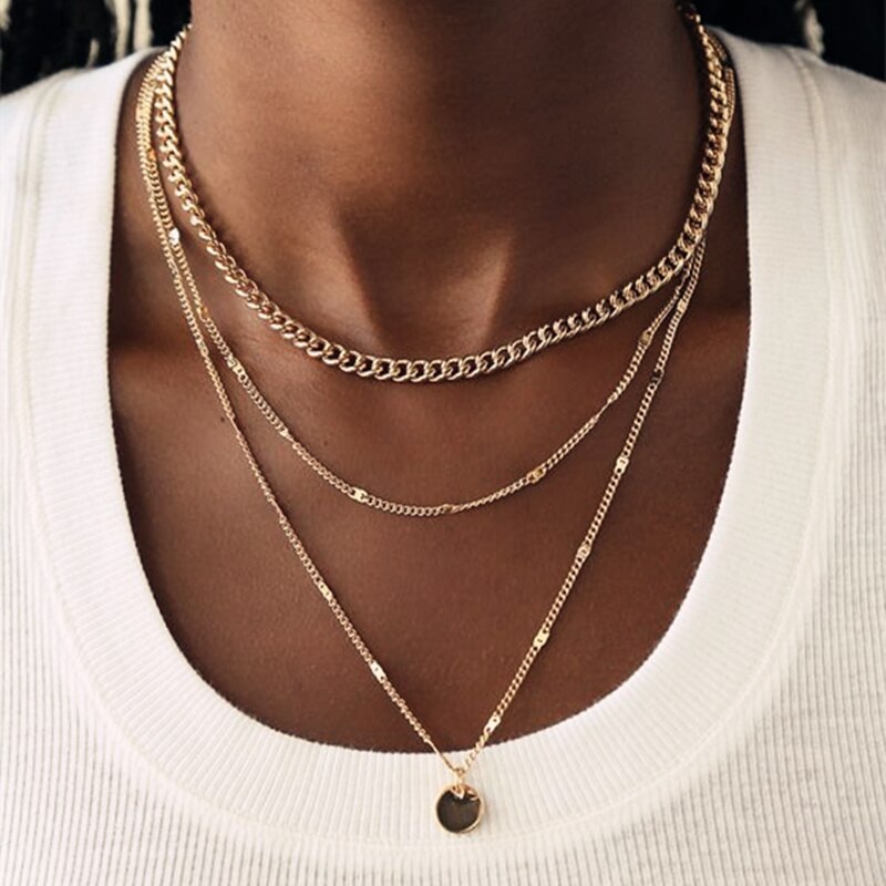 IF ME Punk Cuban Gold Color Snake Chain Choker Necklaces for Women Trendy Aesthetic Thick Clavicle Necklaces  Jewelry