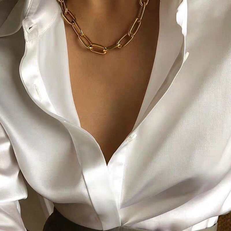 IF ME Punk Cuban Gold Color Snake Chain Choker Necklaces for Women Trendy Aesthetic Thick Clavicle Necklaces  Jewelry