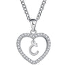 Romantic Silver Color CZ Love Heart Crystal Pendant Letter Necklace Charms Women 26 Capital Letters A Z Statement Jewelry