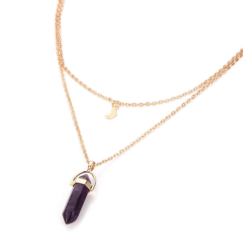 Fashion Multi Color Natural Stone Quartz Pendants Necklace For Women New Lovers Gift Brincos Charms Necklace Jewelry