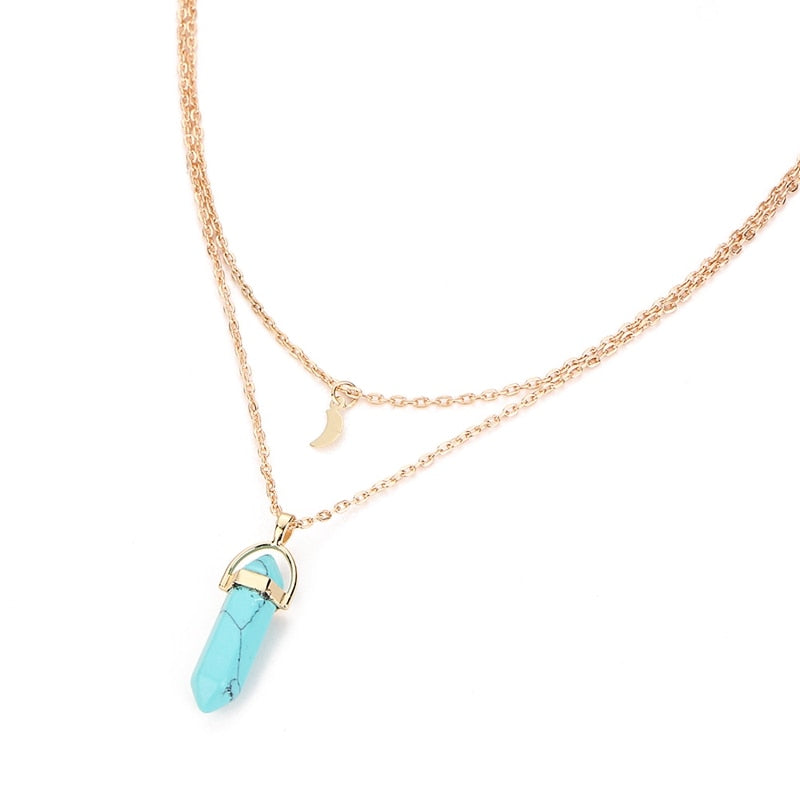 Fashion Multi Color Natural Stone Quartz Pendants Necklace For Women New Lovers Gift Brincos Charms Necklace Jewelry