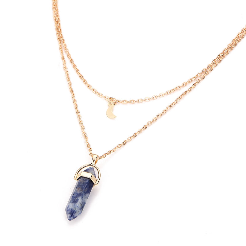 Fashion Multi Color Natural Stone Quartz Pendants Necklace For Women New Lovers Gift Brincos Charms Necklace Jewelry