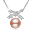 Fine Necklaces 925 Sterling Silver Pendant Pearl Statement Necklace For Women Crystal Bow Knot Jewelry