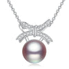 Fine Necklaces 925 Sterling Silver Pendant Pearl Statement Necklace For Women Crystal Bow Knot Jewelry