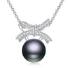 Fine Necklaces 925 Sterling Silver Pendant Pearl Statement Necklace For Women Crystal Bow Knot Jewelry