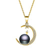 Fine Necklaces 925 Sterling Silver Pendant Pearl Wedding Moon Necklace Women Long Bohemian Jewelry