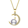 Fine Necklaces 925 Sterling Silver Pendant Pearl Wedding Moon Necklace Women Long Bohemian Jewelry
