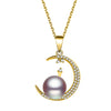 Fine Necklaces 925 Sterling Silver Pendant Pearl Wedding Moon Necklace Women Long Bohemian Jewelry