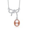 Fine Necklaces Pearl Pendant 925 Sterling Bow knot Party Trendy Silver Necklace Women Chain Jewelry