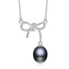 Fine Necklaces Pearl Pendant 925 Sterling Bow knot Party Trendy Silver Necklace Women Chain Jewelry
