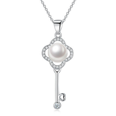 Fine Necklaces Natural Pearl Necklace Sterling Silver Wedding Key Pendants For Women 925 Jewelry
