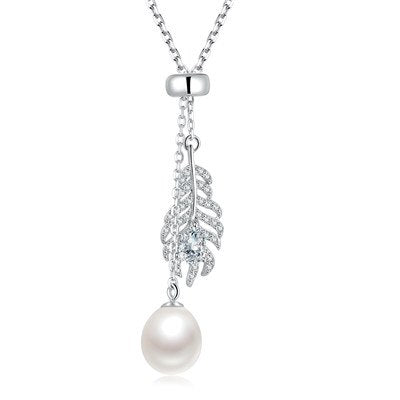 Fine Necklaces Pendants Sterling Silver Chain Party Pearl Necklace For Women Plant Leaf 925 Jewelry