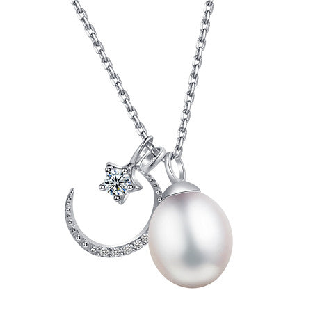 Fine Necklaces Sterling Silver 925 Women Pendants Wedding Anniversary Trendy Chain Natural Pearl Jewelry