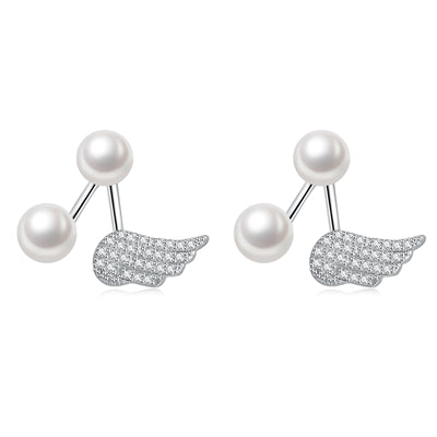 Fine Stud Earrings 925 Sterling Silver Statement Earrings Natural Double Pearl Earring Studs For Women Jewelry Gifts