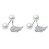 Fine Stud Earrings 925 Sterling Silver Statement Earrings Natural Double Pearl Earring Studs For Women Jewelry Gifts