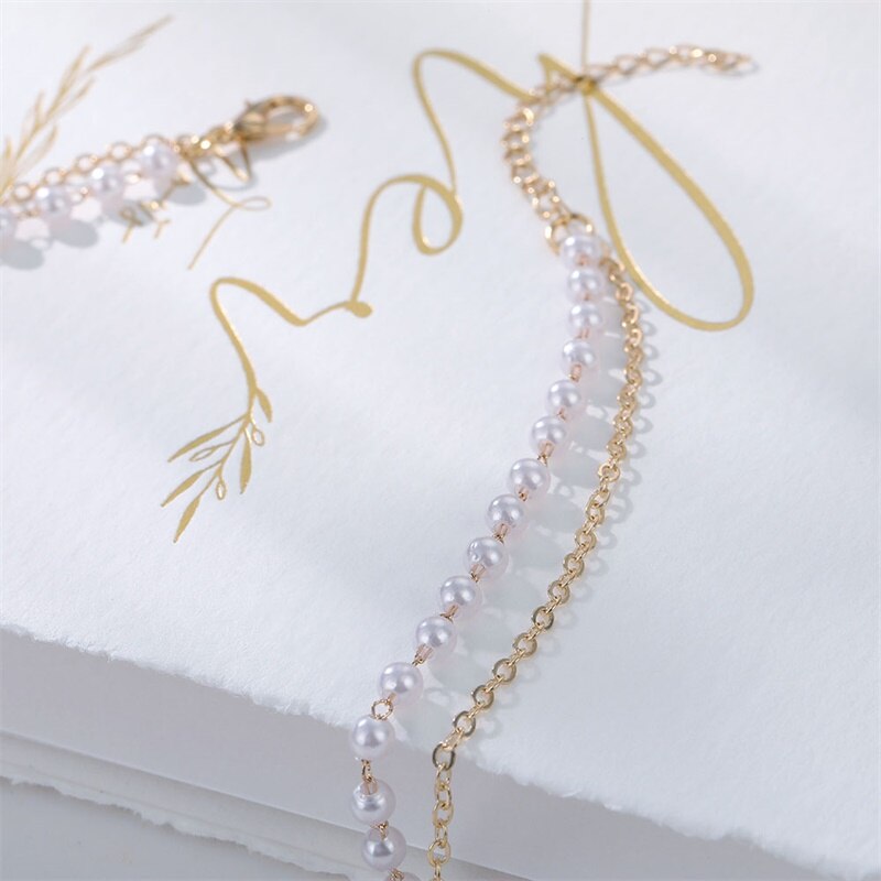 IFMIA 2021 Double Layer Chain Gold Color Choker Cute Romantic Women Pearl Pendant Necklace Girl Chocker Collar Collier