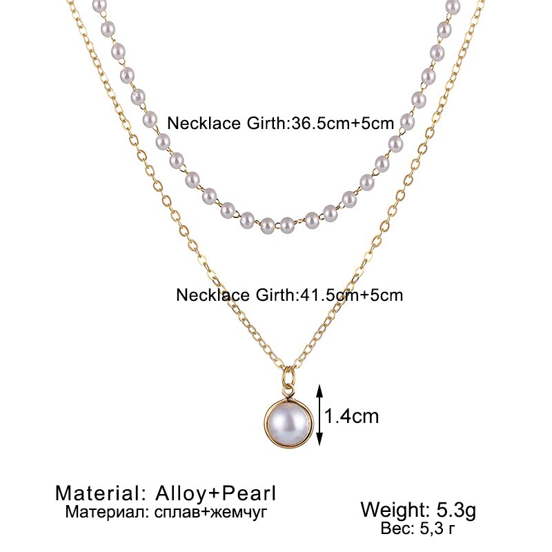 IFMIA 2021 Double Layer Chain Gold Color Choker Cute Romantic Women Pearl Pendant Necklace Girl Chocker Collar Collier