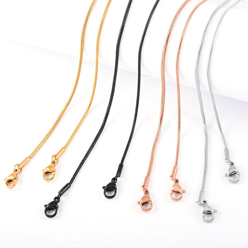 IJC0001 16/18/20/22/24/26 Stainless Steel Snake Chain Necklace 1.5mm Wide Chain Necklace Silver,Gold,Rose Gold,Black