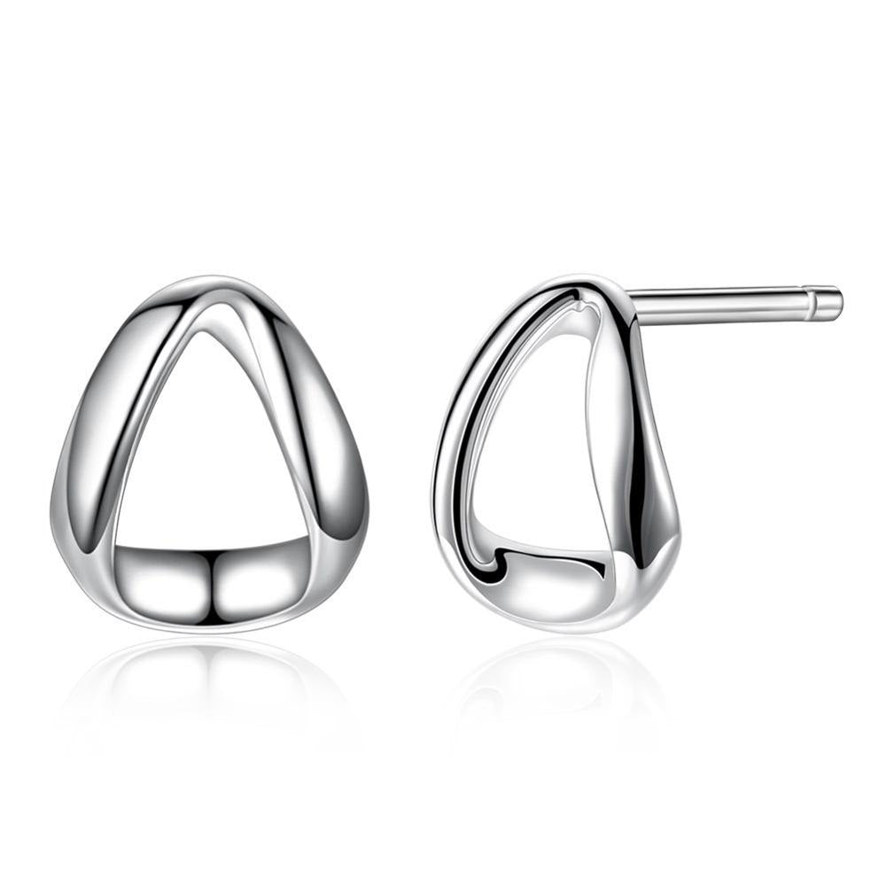 2020 New Elegant Korea Style S925 Sterling Silver Stud Earrings Geometric Triangle Rhodium Plated Fine Jewelry for Women