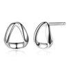 2020 New Elegant Korea Style S925 Sterling Silver Stud Earrings Geometric Triangle Rhodium Plated Fine Jewelry for Women