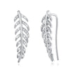 2020 Newest 925 Sterling Silver Ear Hook Leaf Shape Micro Paved Clear CZ Crystal Stud Earrings for Women Wedding Brincos