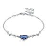 2020 Newest 925 Sterling Silver Link Chain Bracelet Blue Heart Crystal Vintage Fine Jewelry for Girl Friend Birthd Gift