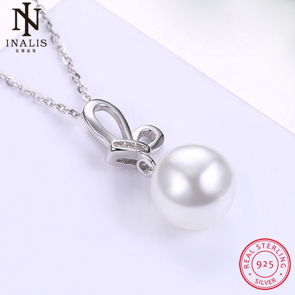 925 Sterling Silver Necklace Fashion Pearl Simple Cross Pendant Necklace For Women Girl Female Jewelry Wedding Gift