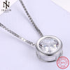 925 Sterling Silver Necklace Simple Style Fine Crystal Round Pendant Necklace For Women Girl Female Jewelry Wedding Gift