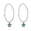 Bing Round Hoop Earrings S925 Sterling Silver with Single Star Natural Austria Crystal Dangle Drop Brincos for Women Gift