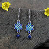 Chiness Knot Design Drop Earrings 925 Sterling Silver Statement Ear Hook with Gemstone Pendant for Women Fine Jewelry