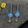 Chiness Knot Design Drop Earrings 925 Sterling Silver Statement Ear Hook with Gemstone Pendant for Women Fine Jewelry