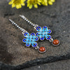 Chiness Knot Design Drop Earrings 925 Sterling Silver Statement Ear Hook with Gemstone Pendant for Women Fine Jewelry