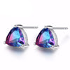 Delicate Stud Earrings S925 Sterling Silver Inl Single Multi Rainbow Topaz Gemstone Ear Accessories Brincos for Girl