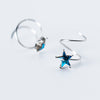 Fashion New Ear Jackets S925 Sterling Silver Inl Blue Star Austrian Crystal Stud Earrings for Girlfriend Party Brincos