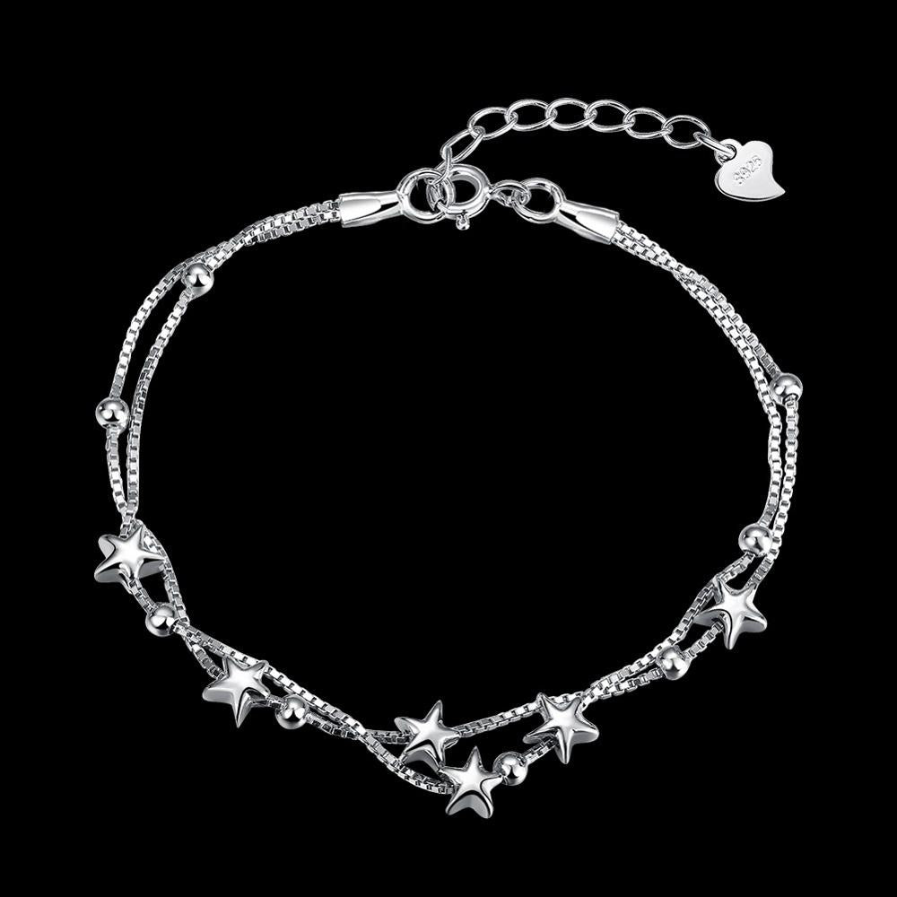 Hot Selling 925 Sterling Silver Charming Bracelet&Bangle for Women Star Round Fine Jewelry for Women Link Chain Party