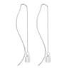 Long Chian S925 Sterling Silver Drop Earrings Curved Ear Line Fine Jewelry with Round White Turquoise Brincos for Women