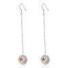 Long Chian S925 Sterling Silver Drop Earrings Flower Inl in Round Clear Resin Delicate Ear Hook for Women Fine Jewelry